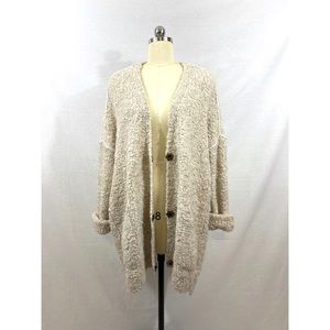 Oversized knit pocket snap button cardigan
